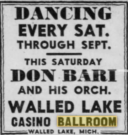 Walled Lake Dance Pavillions - 01 Sep 1955 Ad (newer photo)